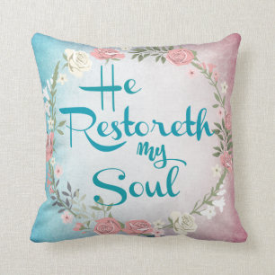 Psalms: He Restoreth my Soul Bible Verse Cushion