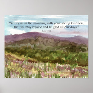 Psalms Scripture Desert Mountain Landscape Flowers Poster