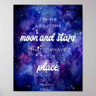 Psalms watercolor Galaxy Stars Bible Verse Quote Poster
