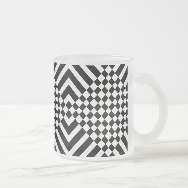 pseudo chessboard frosted glass coffee mug (Right)