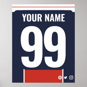 PSG Colours Personalised Football Shirt Poster