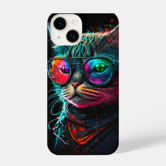 Pshychaselic cat with bandanna & sunglasses iphone iPhone 14 case