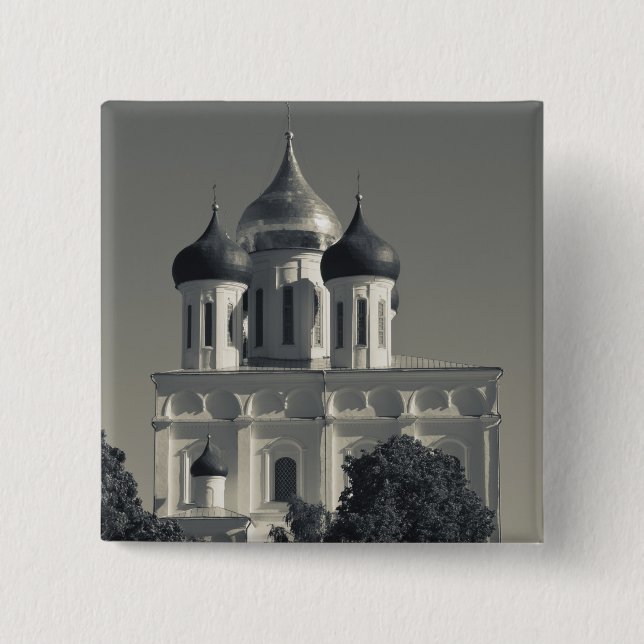 Pskov Kremlin and Trinity Cathedral 15 Cm Square Badge (Front)