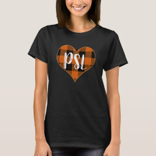 PSL Love  Autumn Fall Buffalo Plaid Latte T-Shirt