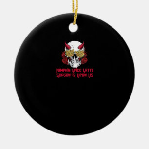 PSL Pumpkin Spice Latte Season Autumn Skull Ceramic Tree Decoration