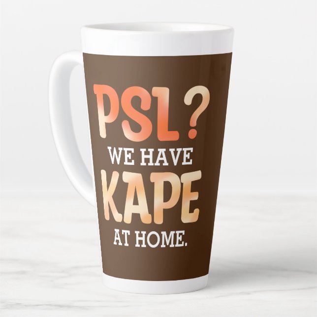 PSL vs. Kape Filipino Autumn Coffee Humour Latte Mug (Left Angle)