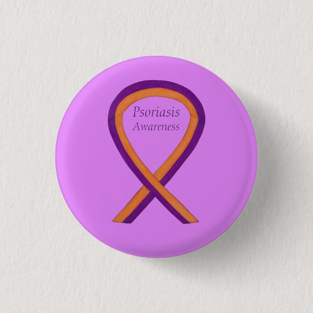 Psoriasis Awareness Ribbon Custom Art Pin Buttons (Front)