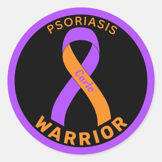 Psoriasis Warrior Ribbon Black Round Sticker (Front)