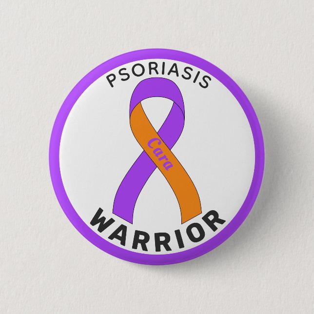 Psoriasis Warrior Ribbon White Button (Front)