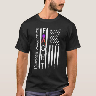 Psoriasis Warrior Us Flag For Men Women Kids T-Shirt