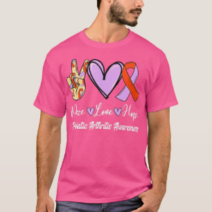 Psoriatic Arthritis Peace Love Hope Lavender  Oran T-Shirt
