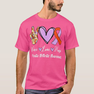 Psoriatic Arthritis Peace Love Hope Lavender Oran T-Shirt