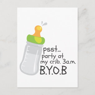 PSST Party at My Crib. 3am. BYOB Invitation Postcard