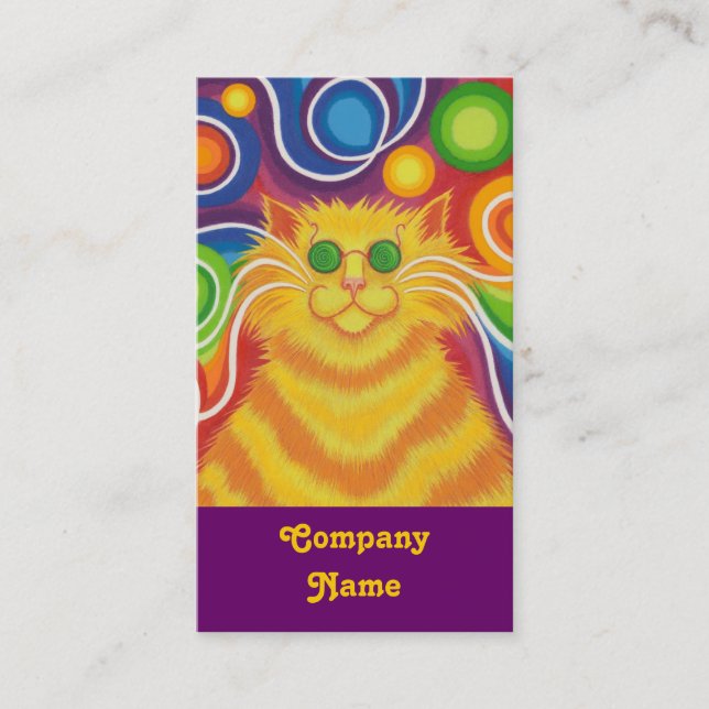 Psy-cat-delic business card portrait purple (Front)