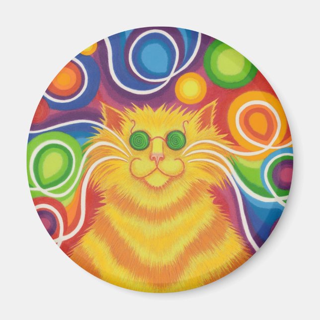 Psy-cat-delic fridge magnet round (Front)