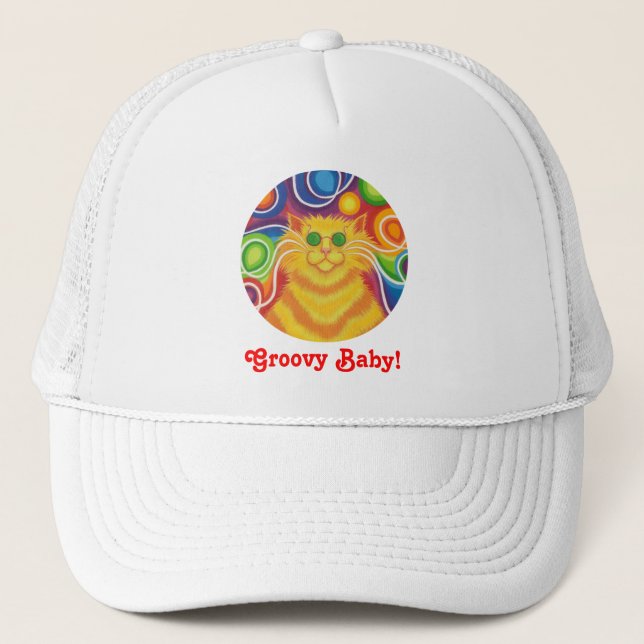 Psy-cat-delic 'Groovy Baby!' trucker hat (Front)