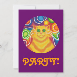 Psy-cat-delic  'Party' invitation purple