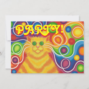Psy-cat-delic party invitation rectangle