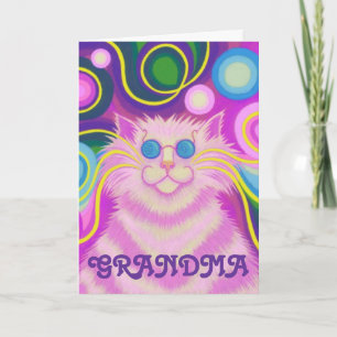 Psy-cat-delic Pink 'Grandma' birthday card