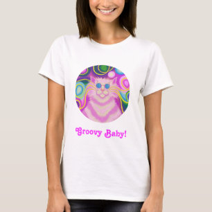 'Psy-cat-delic Pink round 'Groovy Baby' t-shirt