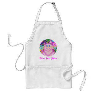 Psy-cat-delic Pink round 'Your Text' apron