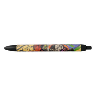 Psycedelic amarillo black ink pen