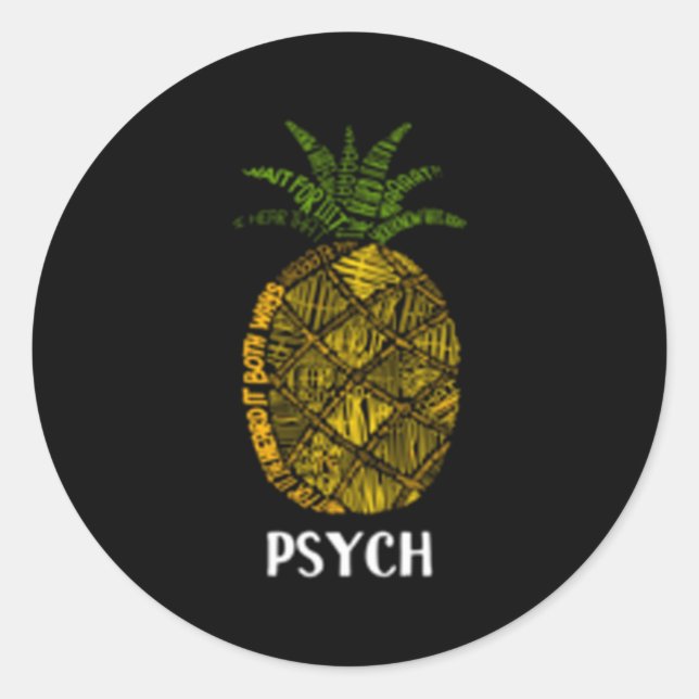 Psych Eapple Typography Classic Round Sticker (Front)