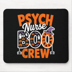 Psych Nurse Boo Crew Mental Health Ghosts, Pumpkin Mouse Mat