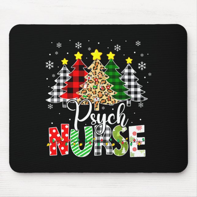 Psych Nurse Xmas Tree Leopard Red Plaid Christmas  Mouse Mat (Front)
