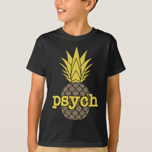 Psych Pineapple Fruit Funny Graphic Brown T-Shirt