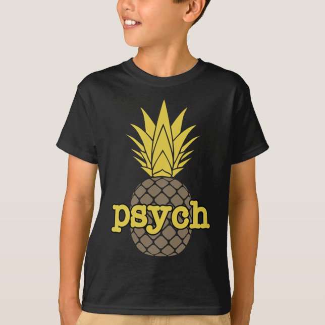 Psych Pineapple Fruit Funny Graphic Brown T-Shirt (Front)