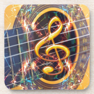 Psychadelic Accoustic Guitar, music sheet design Coaster
