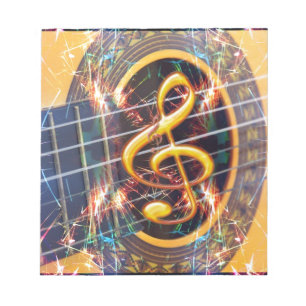 Psychadelic Accoustic Guitar, music sheet design Notepad
