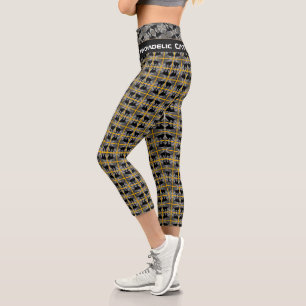 Psychadelic Cat fashion & Dance Fitness, Sports BW Capri Leggings