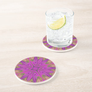 Psychadelic Liquid Colorful Abstract Purple Orange Coaster