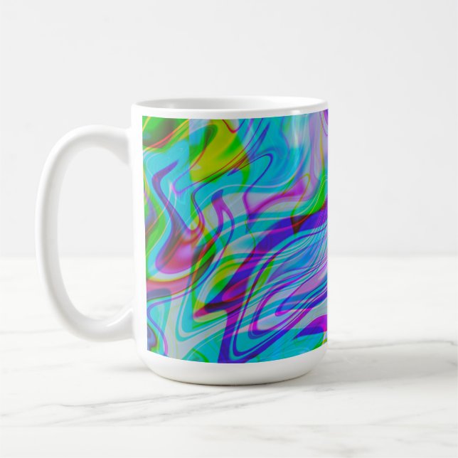 Psychadelic Liquid Colourful Abstract Pattern Blue Coffee Mug (Left)
