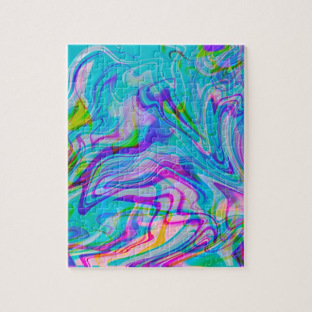Psychadelic Liquid Colourful Abstract Pattern Blue Jigsaw Puzzle (Vertical)