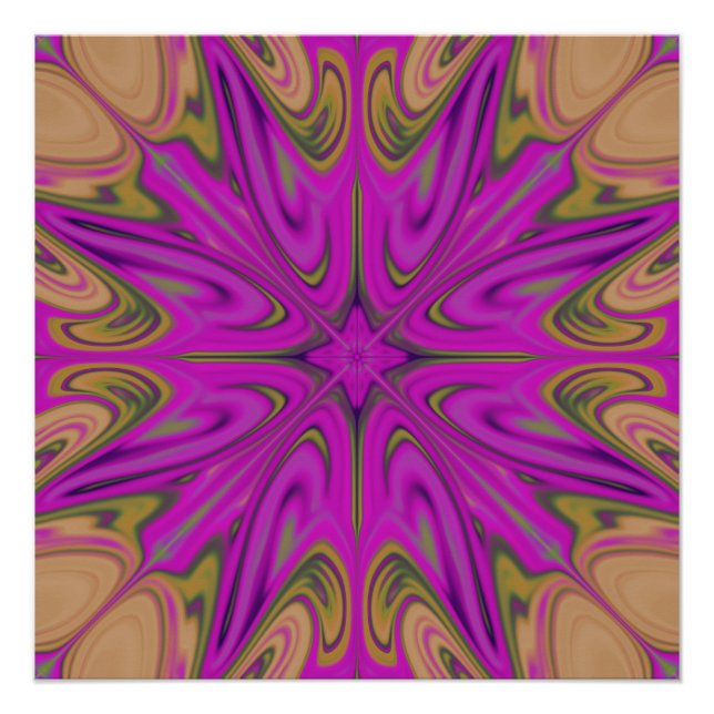 Psychadelic Liquid Colourful Abstract Purple Orang Poster (Front)