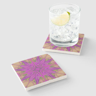 Psychadelic Liquid Colourful Abstract Purple Orang Stone Coaster