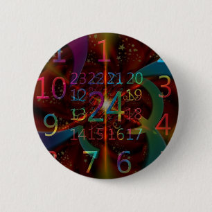 Psychadelic numbers pattern, mesmerising design 6 cm round badge