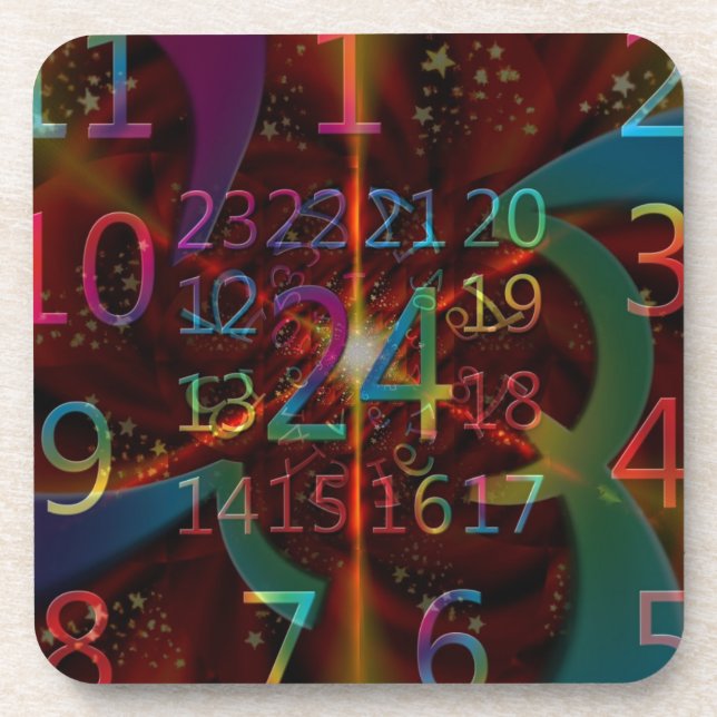 Psychadelic numbers pattern, mesmerising design coaster (Front)