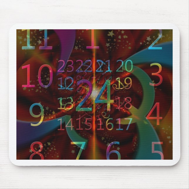Psychadelic numbers pattern, mesmerising design mouse mat (Front)