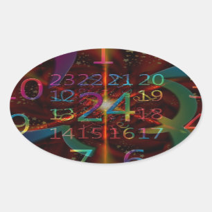 Psychadelic numbers pattern, mesmerising design oval sticker