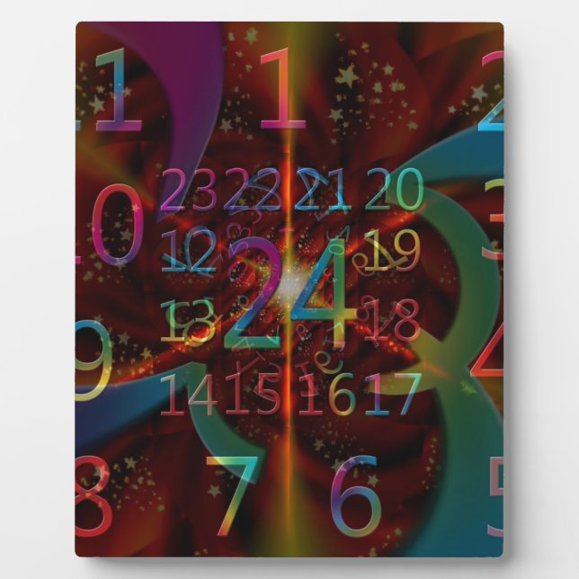 Psychadelic numbers pattern, mesmerising design plaque (Front)