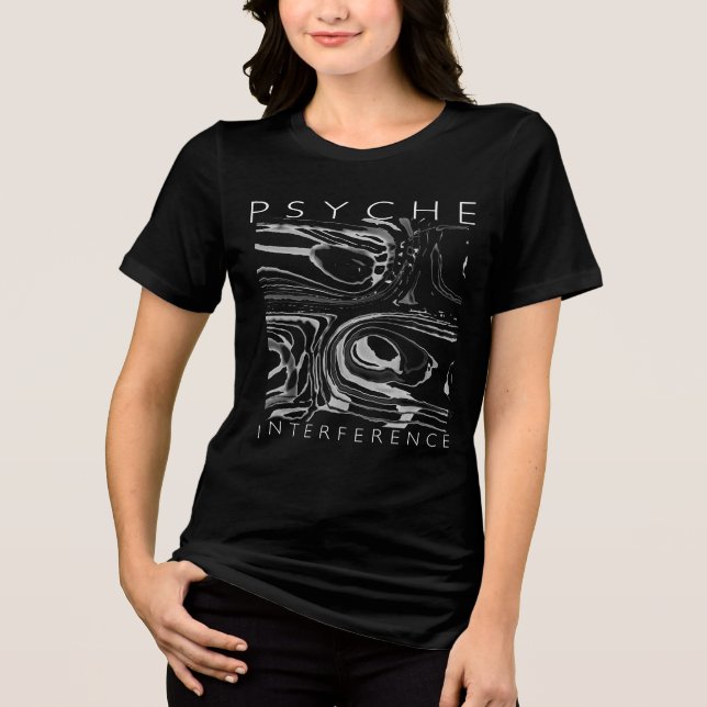 "Psyche Interference" White Grey Labyrinth Design Tri-Blend Shirt (Front)