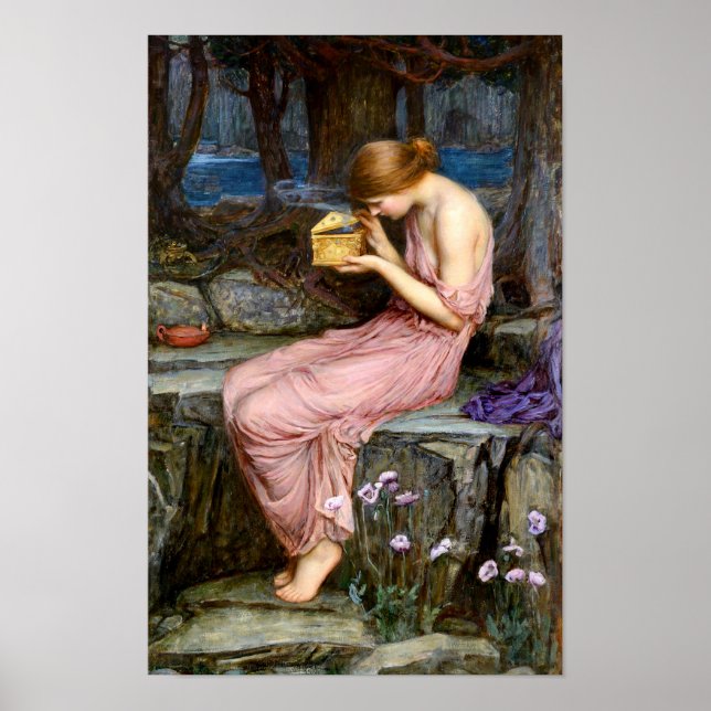 Psyche Opening the Golden Box Waterhouse Painting Poster (Front)