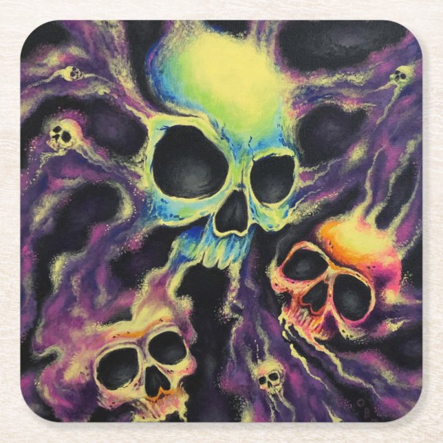 "Psychedelia" Skull Cluster Drink Coaster (Front)