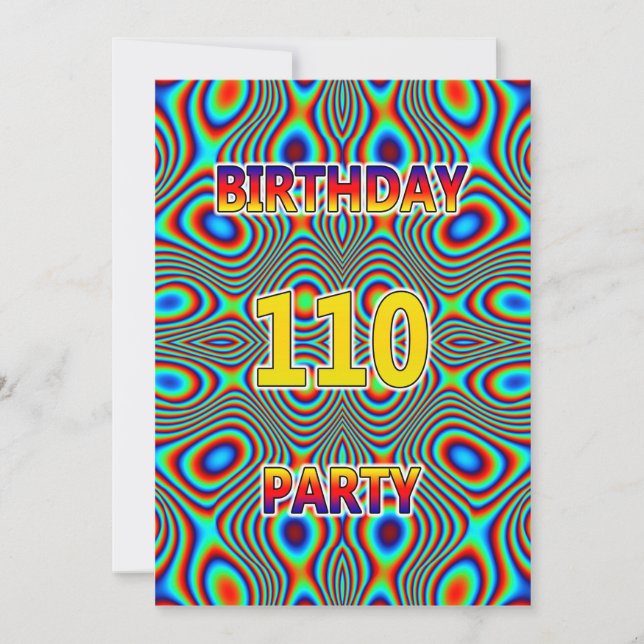 Psychedelic 110th Birthday party Invitation (Front)