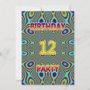Psychedelic 12th Birthday party Invitation
