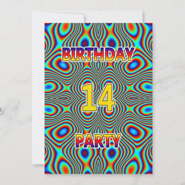 Psychedelic 14th Birthday party Invitation (Front)